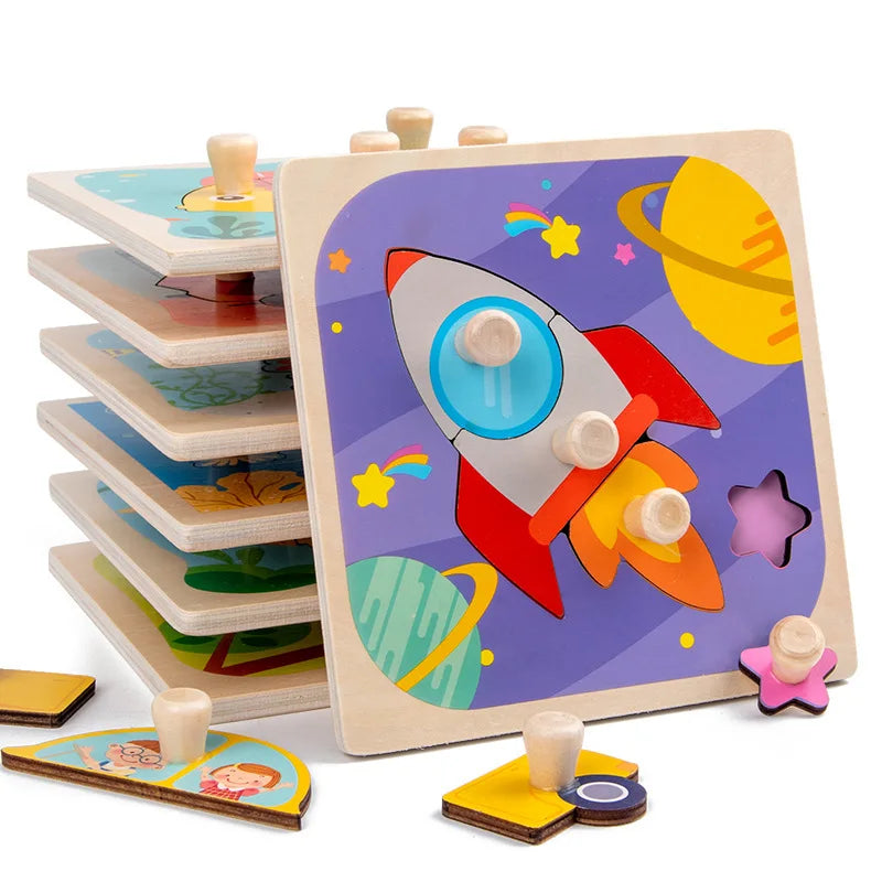 🧩 Puzzle Montessori in Legno per Bambini 1-3 Anni – Gioco Educativo per Imparare Divertendosi