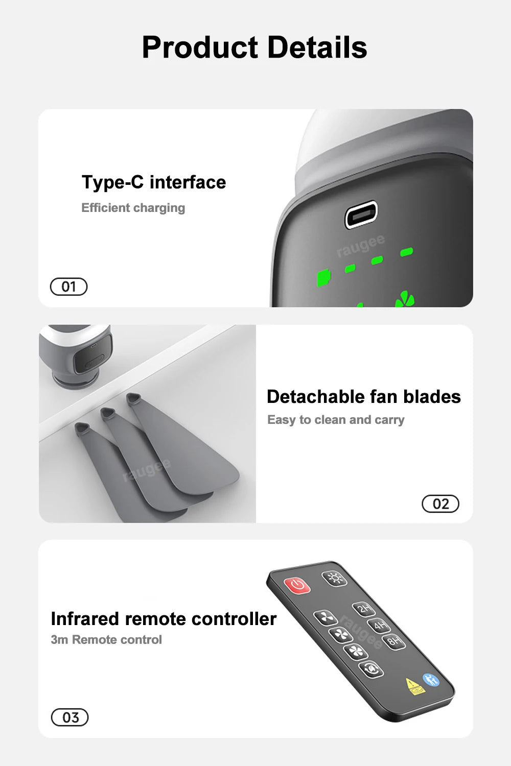 Ventilatore Soffitto Portatile 12000mAh - Ricaricabile, LED, Telecomando per Campeggio