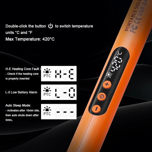 Saldatore USB Portatile Digitale | Display LED | Mini Stazione Saldo Ricaricabile per DIY