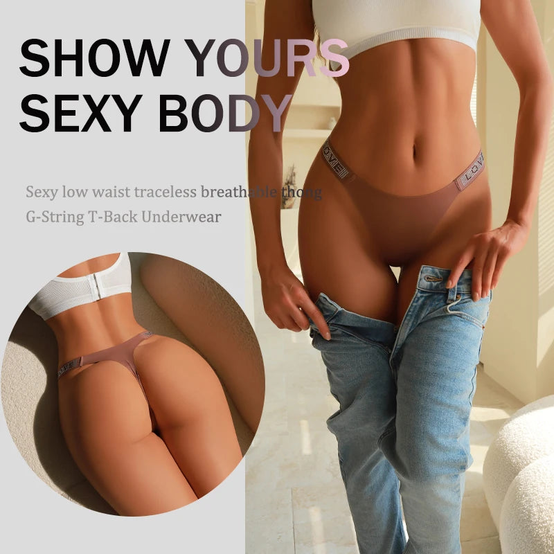 7 PERIZOMA LEOPARDO con LETTERA CRISTALLO - G-String Vita Bassa Senza Cuciture