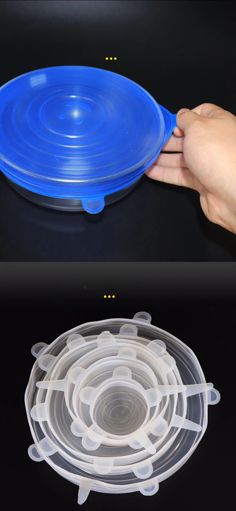 Coperchi in Silicone Elastici - Per Frigo, Ciotole e Piatti (6 Pezzi)