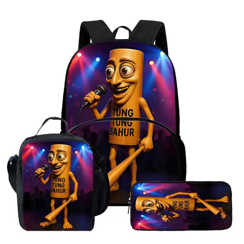 Set Zaino Scolastico 3 Pezzi - Zaino + Portapranzo + Astuccio (5-10 Anni)