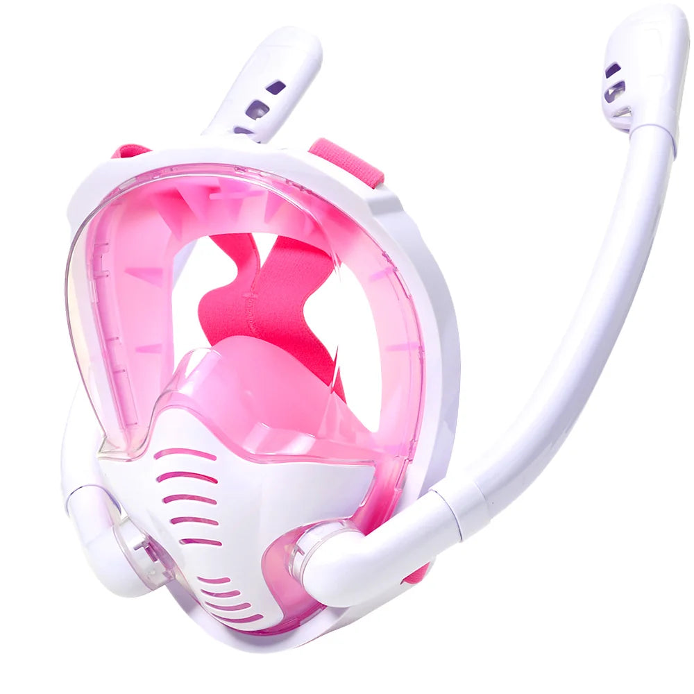 Maschera Snorkeling Panoramica 180° - Antiappannamento, Dry Top, 2 Snorkel