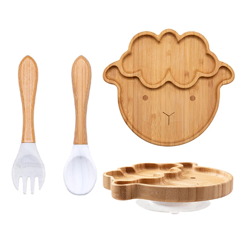 🍽️ Set 3 Piatti in Bambù per Bambini con Ventosa – Eco-Chic & Sicuro