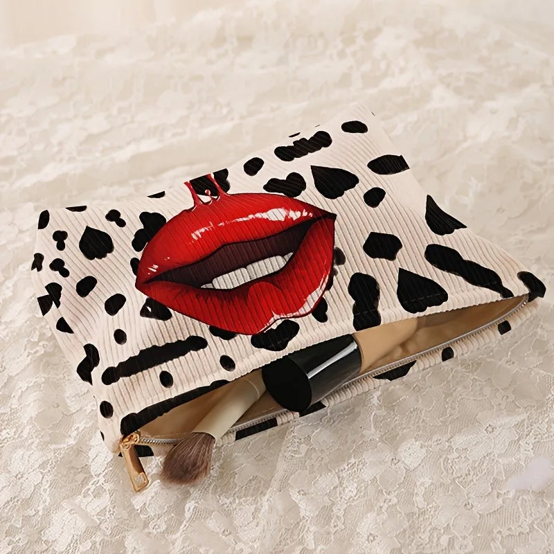 đ Makeup Bag Leopardo & Labbra Rosse â Elegante e Spaziosa!
