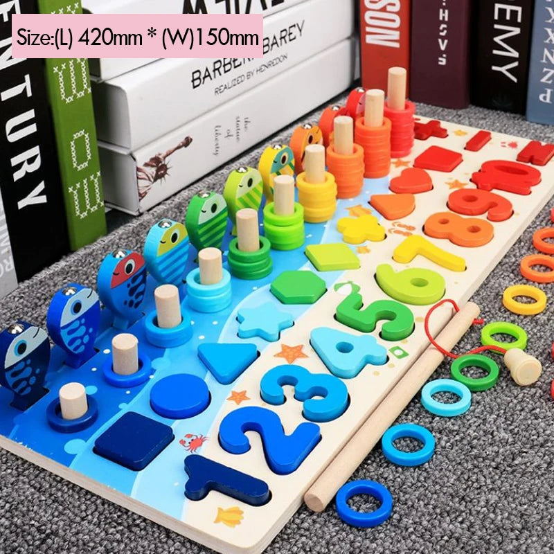 Set Educativo Legno - Puzzle, Conteggio, Pesca Magnetica Montessori 3+