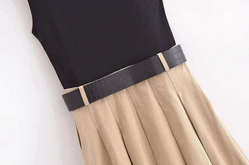 🌸 Abito Longuette Donna 2025 - Cintura a Pieghe & Senza Maniche! Per Feste/Vacanze