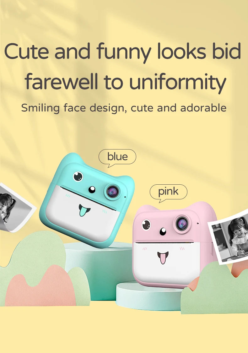 Stampante Instantanea per Bambini con Fotocamera - Gioco Educativo Rosa/Blu