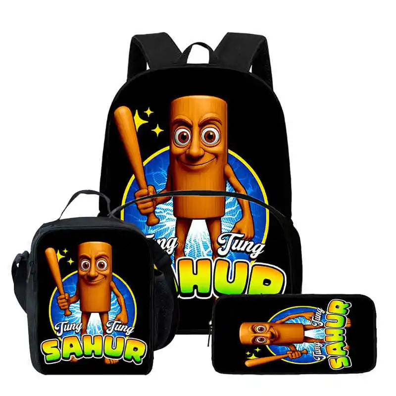 Set Zaino Scolastico 3 Pezzi - Zaino + Portapranzo + Astuccio (5-10 Anni)