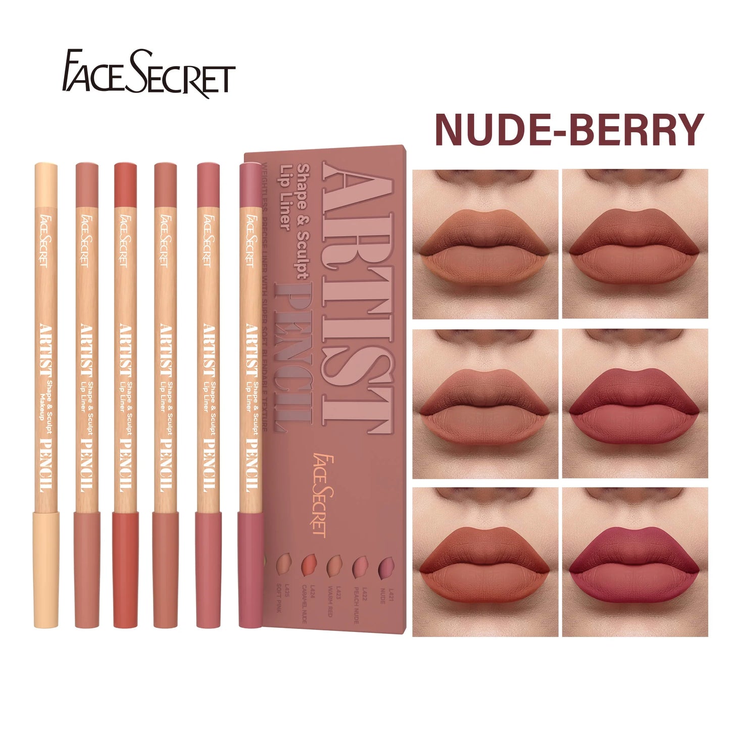 Set da 6 Matite Labbra Effetto Vellutato - Contorno Perfetto e Lunga Tenuta