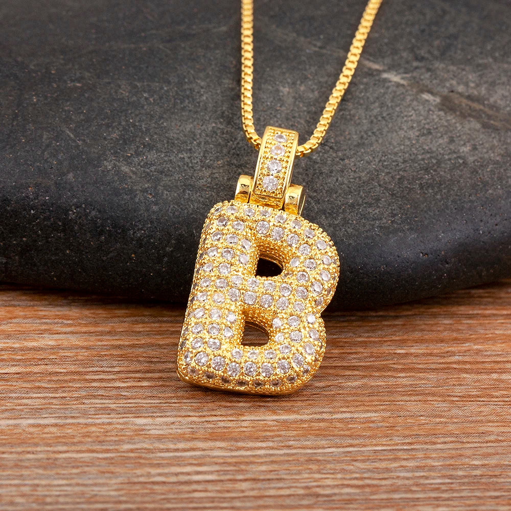 Collana regolabile con lettera scintillante A-Z Design unisex