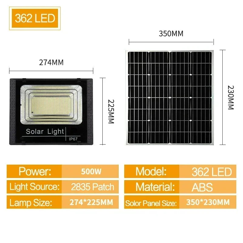 Faretti Pannello Solare LED 50W-500W Impermeabili Telecomando Per Esterni