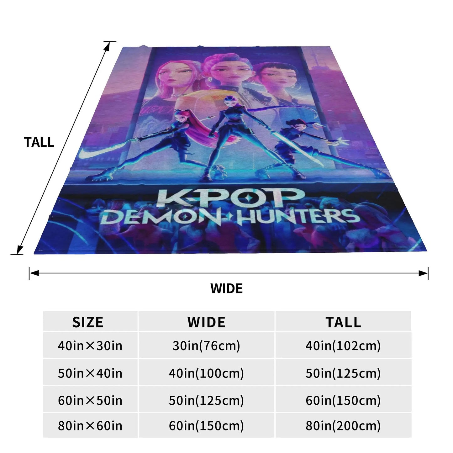 Coperta KPop Demon Hunters 100% Poliestere Peluche, 150x100cm, Inverno Regalo Natale