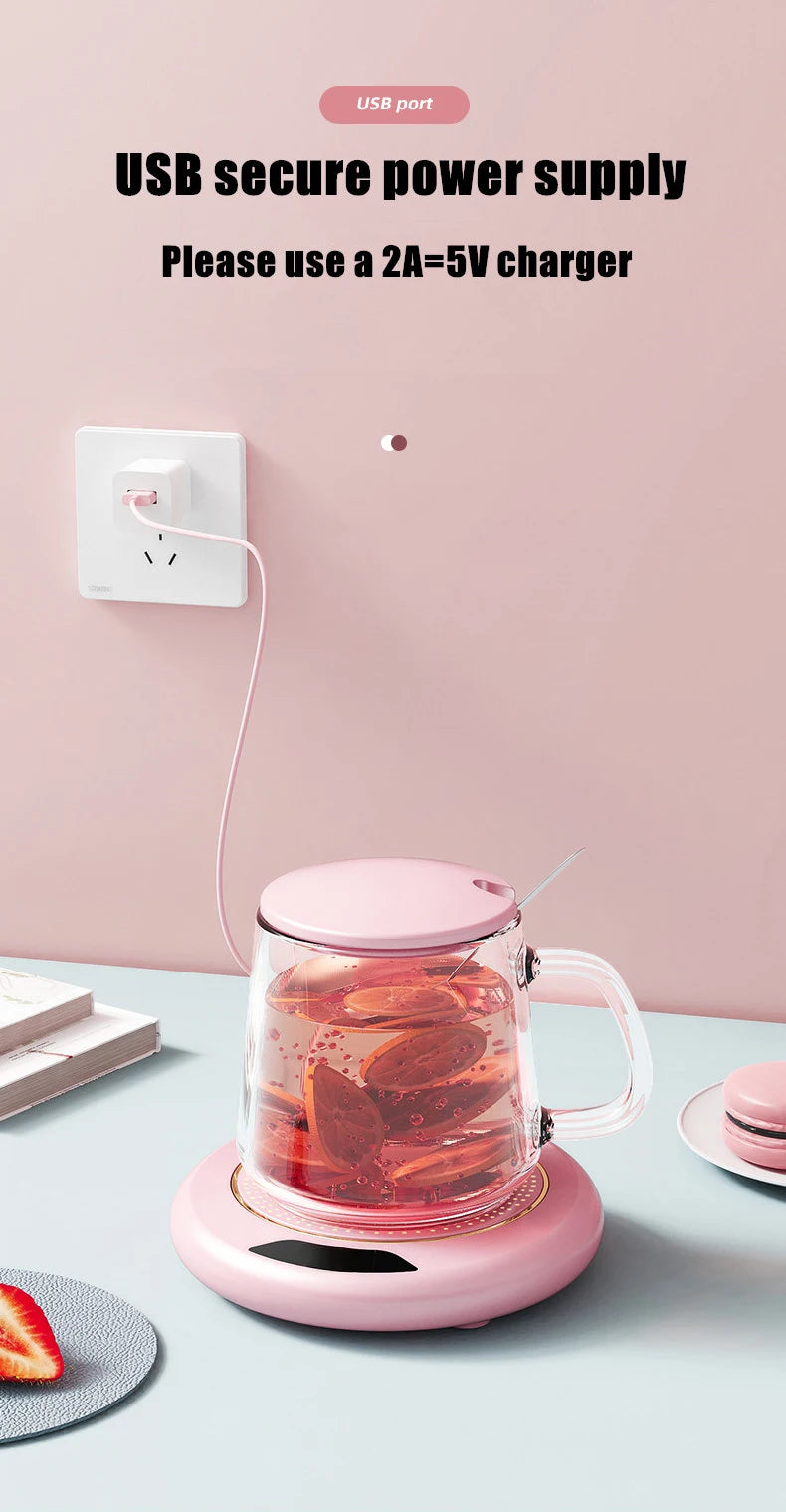 Sottobicchiere Termostatico USB - Riscaldamento Intelligente a 3 Velocità, Temperatura Costante 55°C