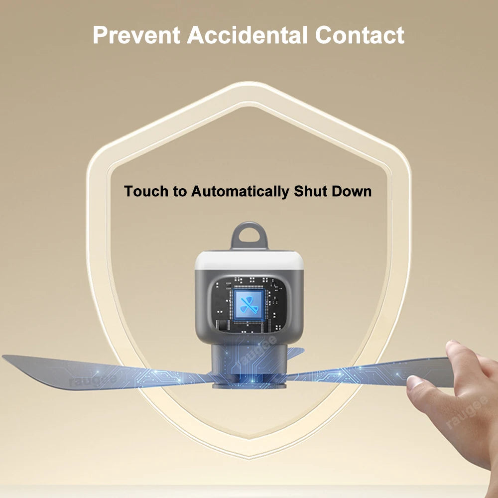 Ventilatore Soffitto Portatile 12000mAh - Ricaricabile, LED, Telecomando per Campeggio