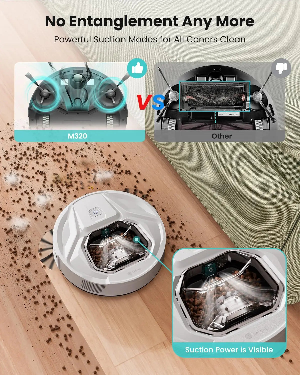 Aspirapolvere Robot 6000Pa M320 con Mop, 210min Autonomia, Controllo App
