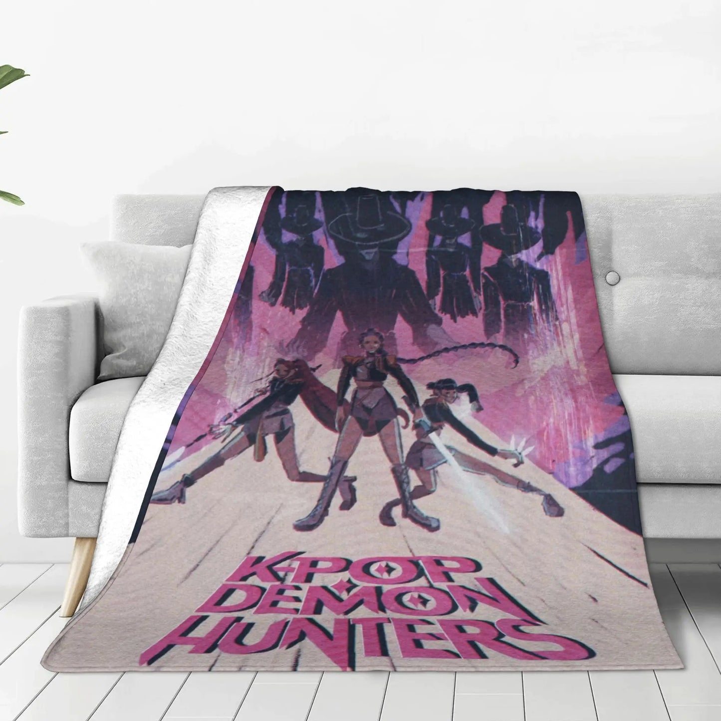 Coperta KPop Demon Hunters 100% Poliestere Peluche, 150x100cm, Inverno Regalo Natale