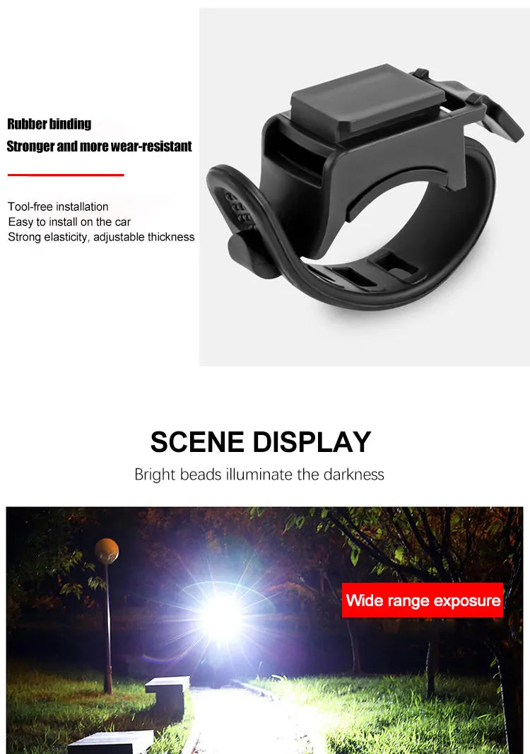 Luce Bici USB Ricaricabile - Frontale MTB/Strada, Torcia  Clacson, Display Batteria