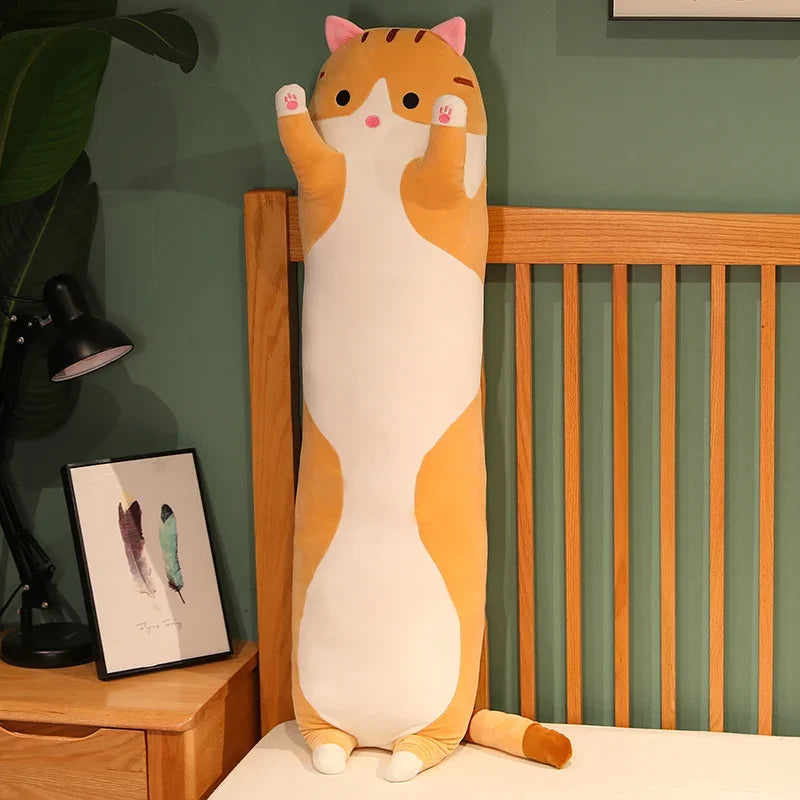 🐾 Cuscino Peluche Gatto Dormiente | Ultra-Squishy | Anti-Stress | Per Gambe e Abbracci
