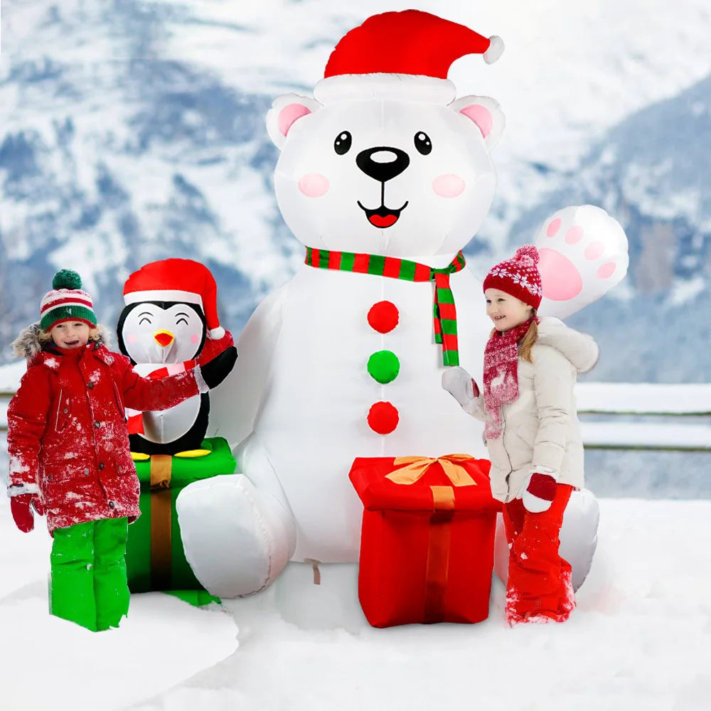 🐻🎄 Orso Polare Inflabile con Pinguino - Decorazione Natalizia da Esterno 1.8m con Luci LED!
Coppia adorabile per il tuo giardino! Illuminata e resistente, perfetta per creare la magia del Natale. 🌟❄️
