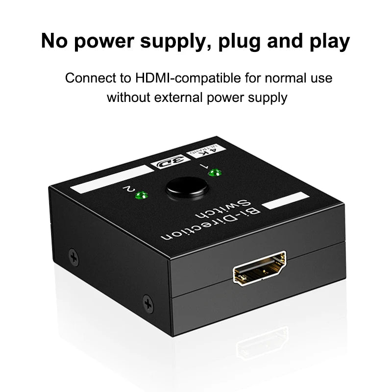 🔄 Switch HDMI 4K Bidirezionale 2 Porte - 1x2/2x1 Ultra HD con HDR e 3D