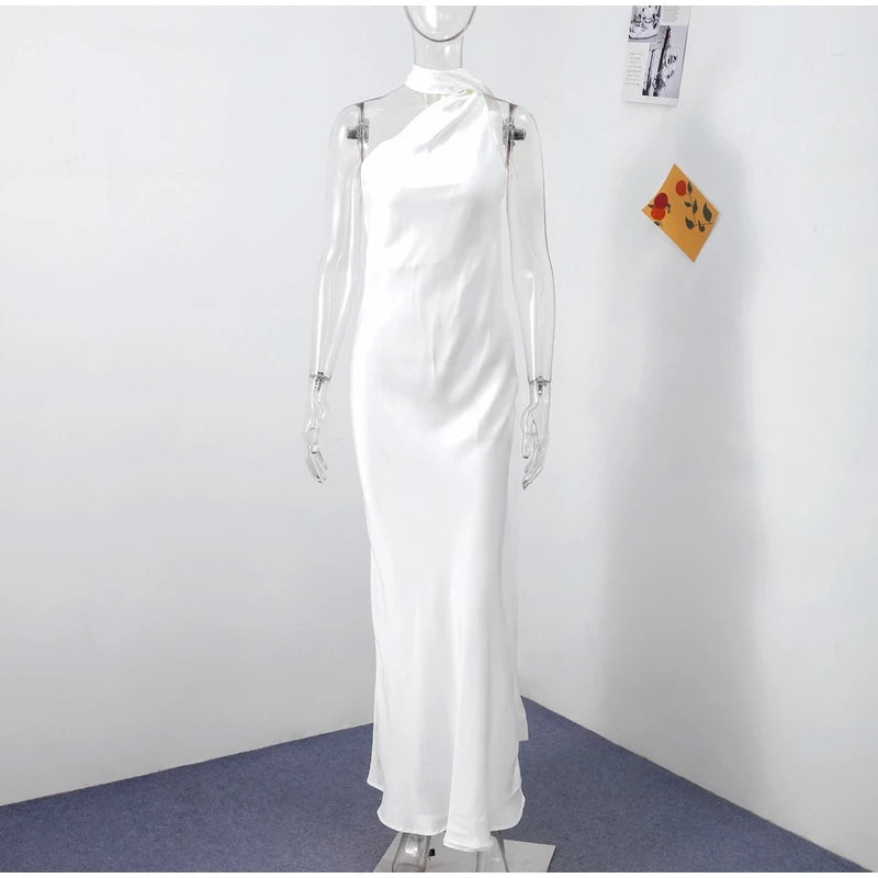 ABITO LUNGO ELEGANTE DONNA – Stile Senza Spalle con Schiena Nuda, Perfetto per l’Estate 2025!