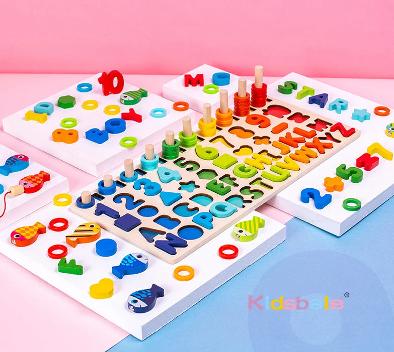Set Educativo Legno - Puzzle, Conteggio, Pesca Magnetica Montessori 3+