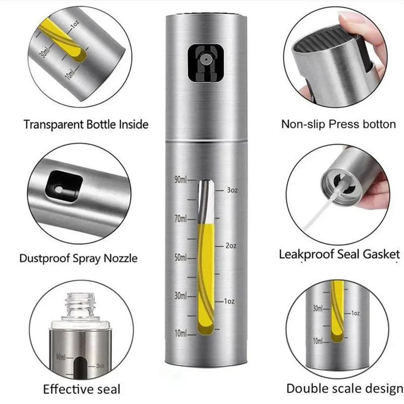 Spray per Olio in Acciaio Inox 304 - Bottiglia per Olio, Aceto e Condimenti