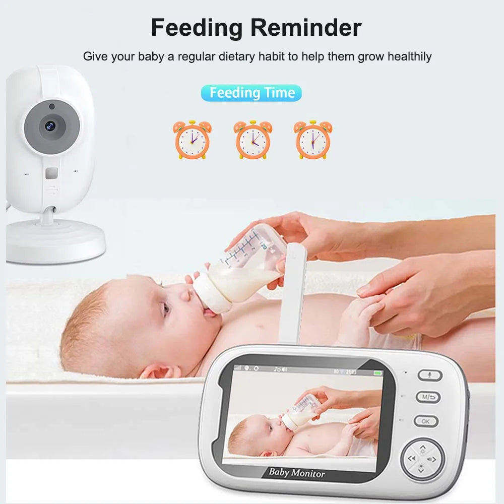Baby Monitor 3.5'' HD con Visione Notturna, 2 Vie Audio, Sensore Temperatura