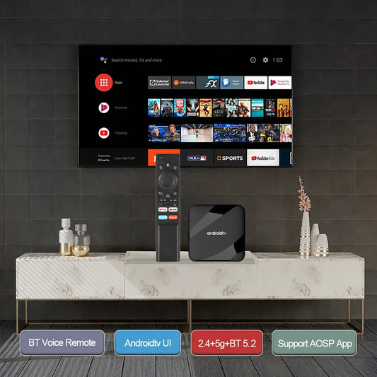 Android TV Box 14, 4+64GB, 8K, WiFi Dual-Band, BT 5.2, Voice Remote Control