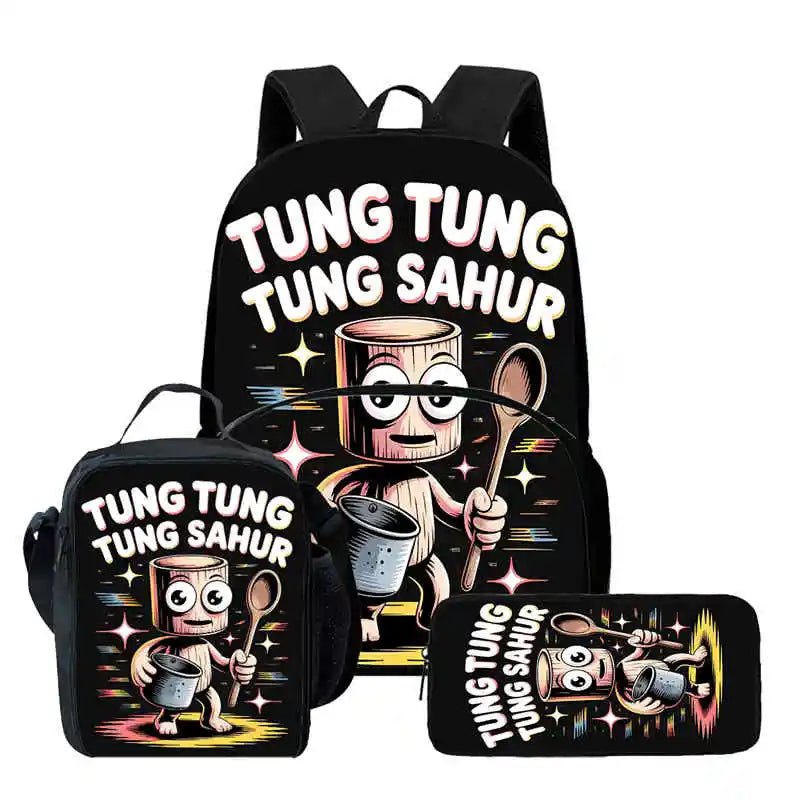 Set Zaino Scolastico 3 Pezzi - Zaino + Portapranzo + Astuccio (5-10 Anni)