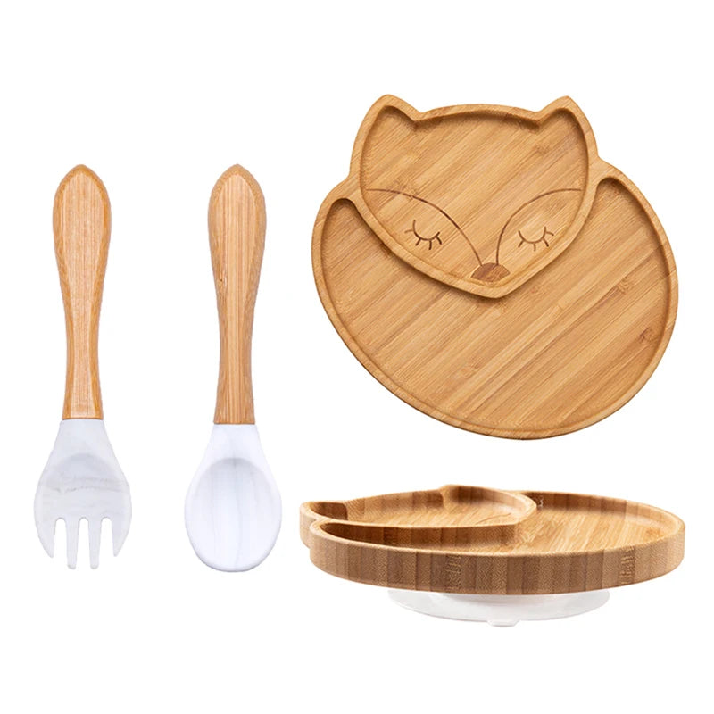 🍽️ Set 3 Piatti in Bambù per Bambini con Ventosa – Eco-Chic & Sicuro