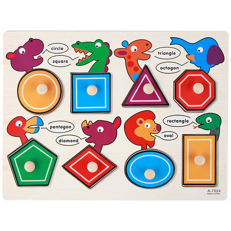 🧩 Puzzle Montessori in Legno per Bambini 1-3 Anni – Gioco Educativo per Imparare Divertendosi