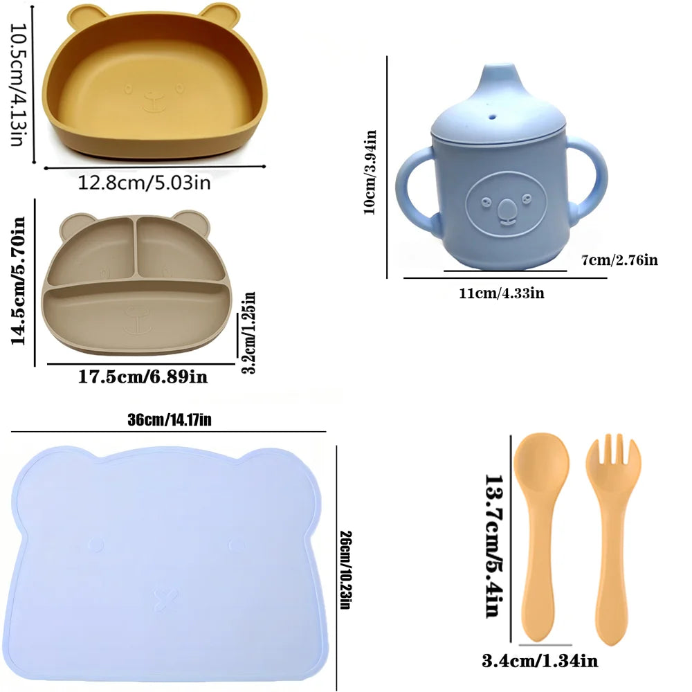 Set Svezzamento Bambini - Ciotola con Ventosa Anti-Rovescio + Vassoio