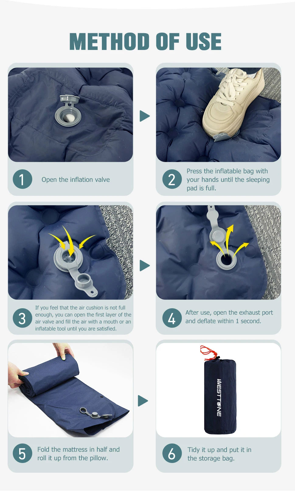 Materasso Gonfiabile Doppio con Pompa - Per Campeggio, Viaggi, Escursioni