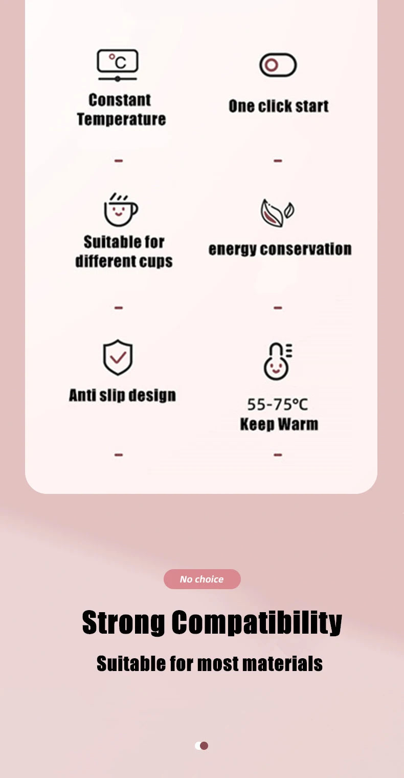 Sottobicchiere Termostatico USB - Riscaldamento Intelligente a 3 Velocità, Temperatura Costante 55°C