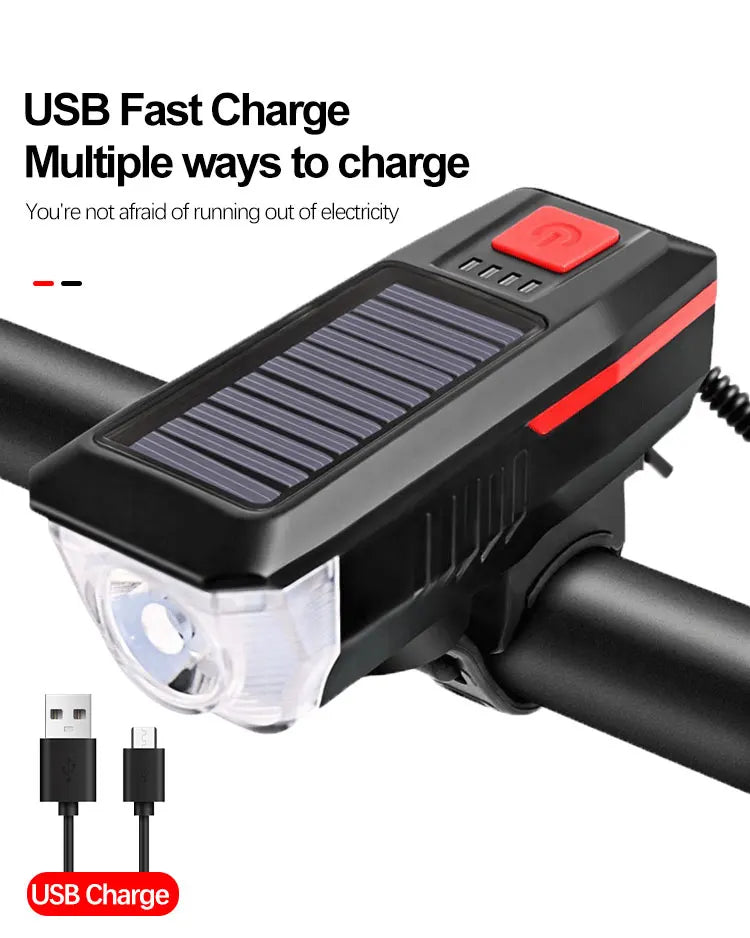Luce Bici USB Ricaricabile - Frontale MTB/Strada, Torcia  Clacson, Display Batteria