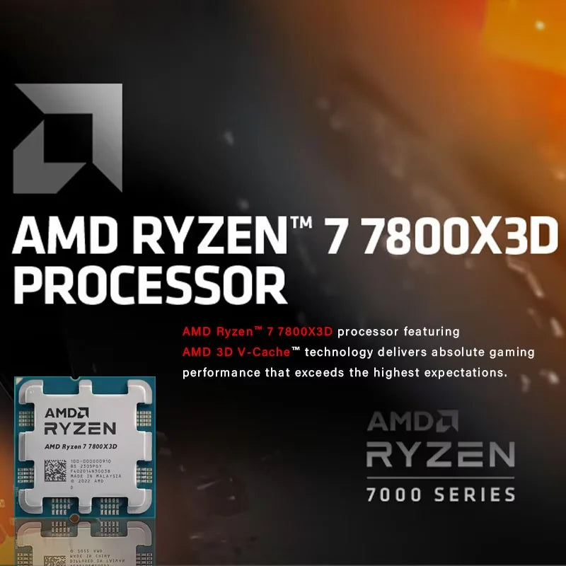 š„ AMD Ryzen 7 7800X3D - Processore Gaming 8-Core, 5.0GHz, 96MB Cache, Socket AM5, Senza Ventola