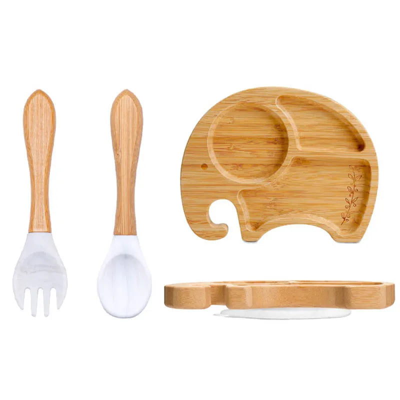 🍽️ Set 3 Piatti in Bambù per Bambini con Ventosa – Eco-Chic & Sicuro