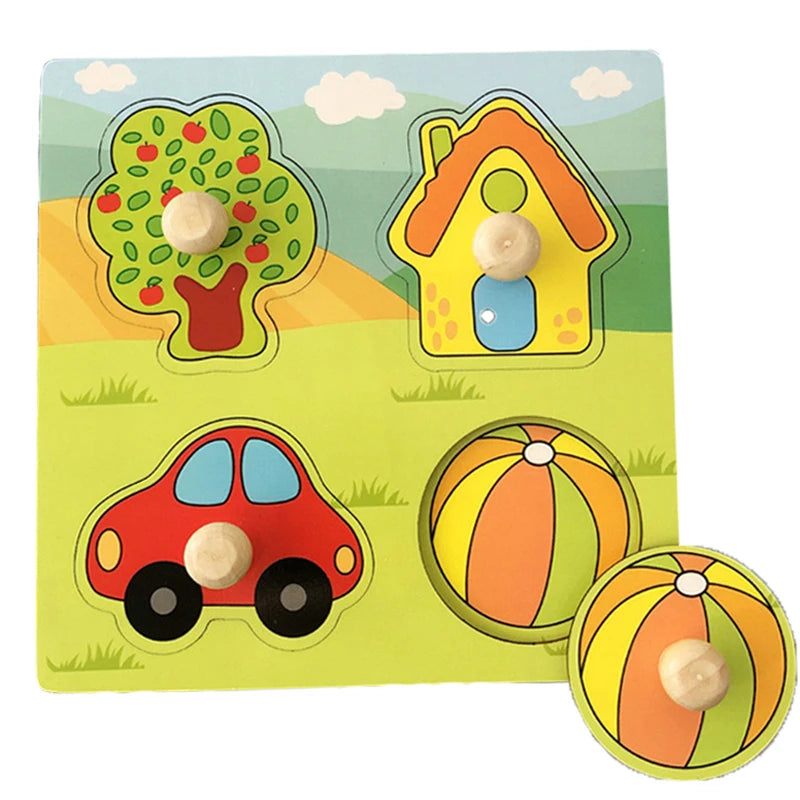🧩 Puzzle Montessori in Legno per Bambini 1-3 Anni – Gioco Educativo per Imparare Divertendosi