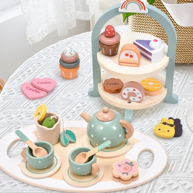 ☕ Set Tè Pomeridiano in Legno per Bambini – Gioco di Ruolo Princess Tea Party!