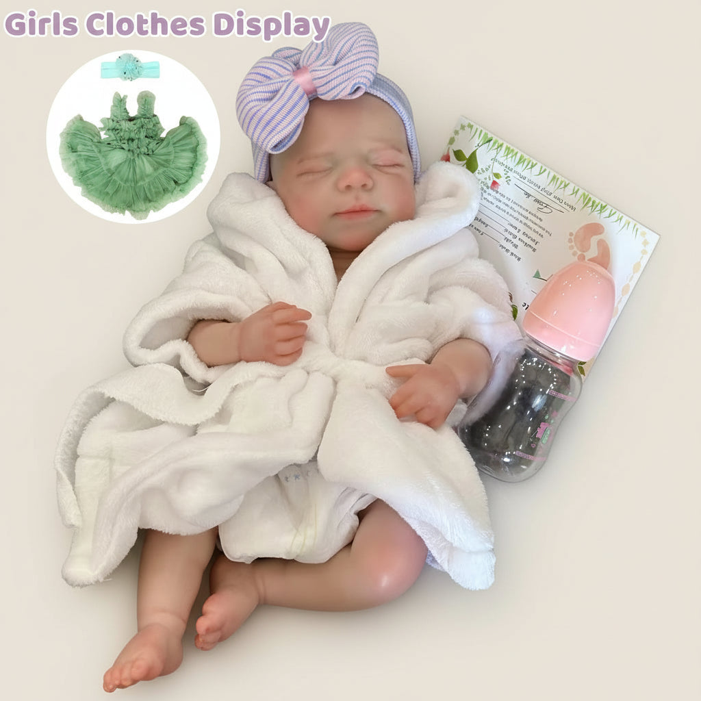 Bambola Reborn 46cm Silicone Morbido Pelle Dipinta | Bocca Aperta Realistica