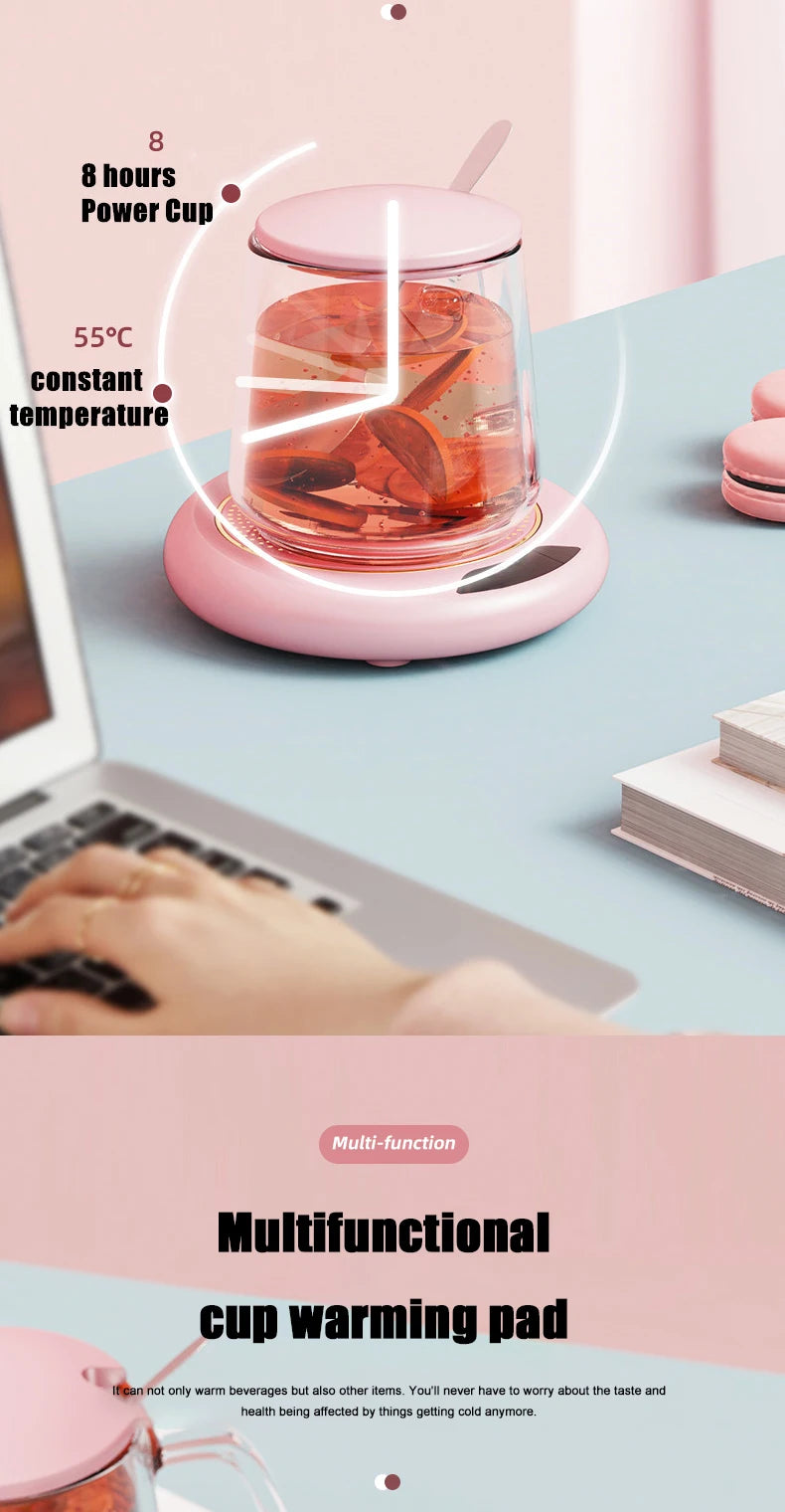 Sottobicchiere Termostatico USB - Riscaldamento Intelligente a 3 Velocità, Temperatura Costante 55°C