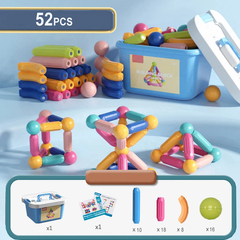 Set 100+ Blocchi Magnetici Bambini, Giocattoli Educativi, Regalo Creativo 3+