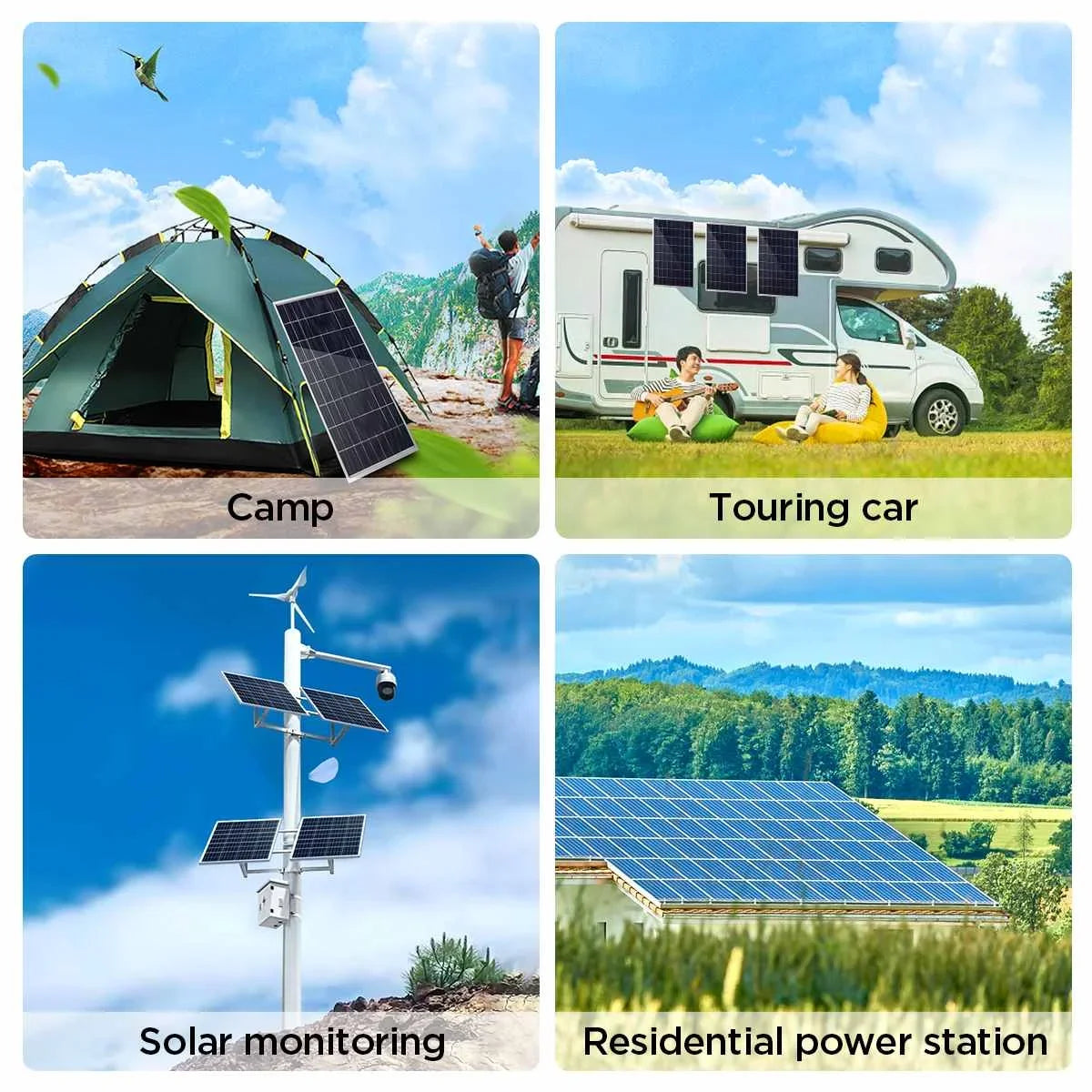 Pannello Solare 500W/1000W 12V - IP65 Impermeabile con Controller 100A e USB