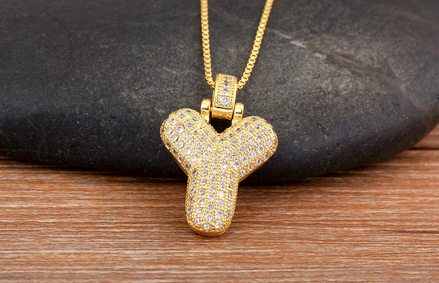 Collana regolabile con lettera scintillante A-Z Design unisex