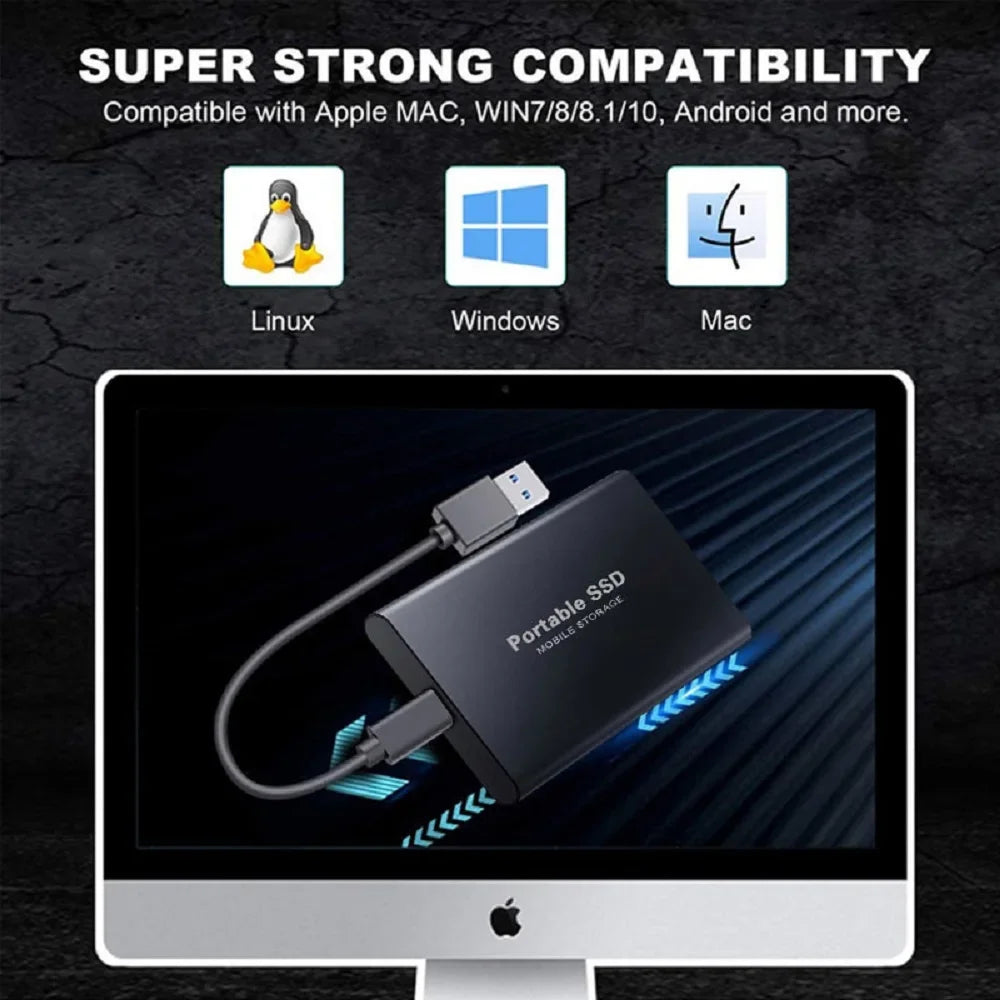 SSD Esterno Ultra Veloci Portabile Compatibile con PC/Mac/Phone!