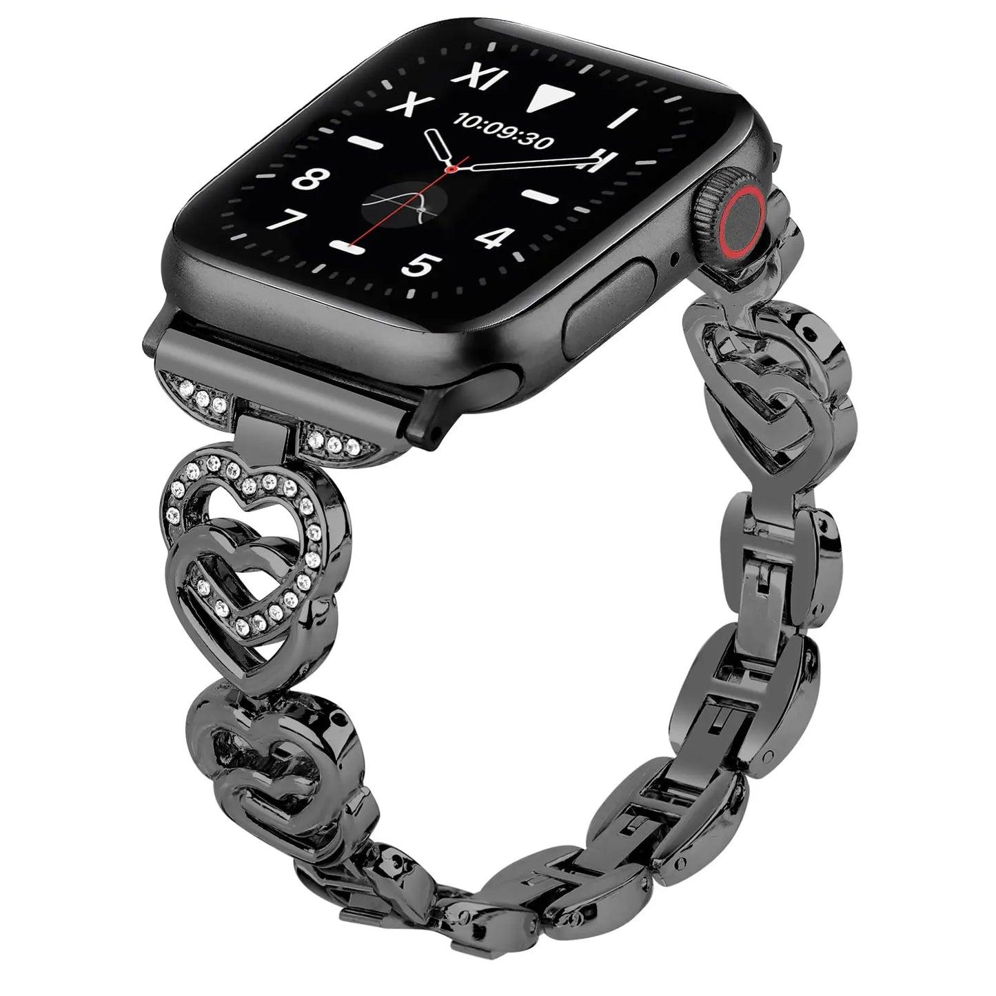 Cinturino Apple Watch Cuore Diamantato, Metallico con Cristalli, Regolabile 38-49mm