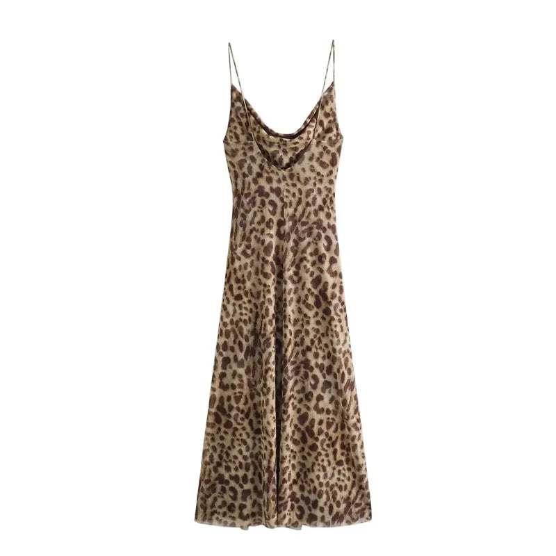 🐆 Abito Leopardato in Tulle - Sottoveste Sexy Senza Schienale! Per Feste/Vacanze