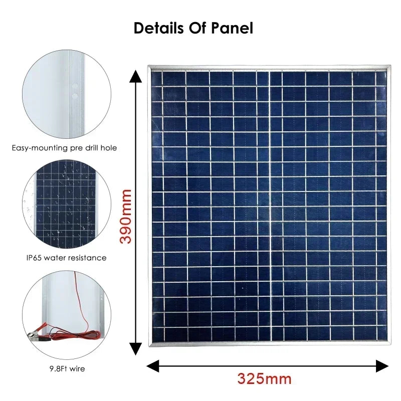 Pannello Solare 500W/1000W 12V - IP65 Impermeabile con Controller 100A e USB